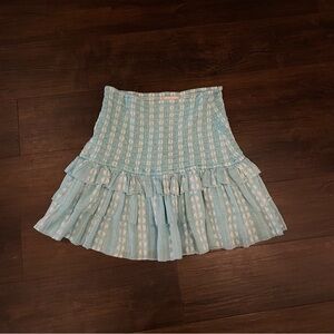 Saylor Celina Blue Smocked Waist Mini Skirt Small